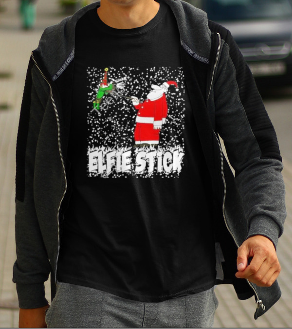 Elfie Stick Santa Christmas Humor T-Shirt