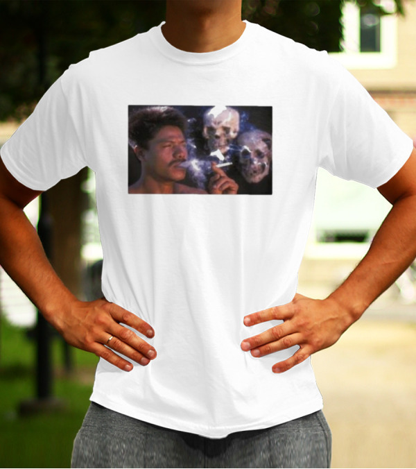 Cigarette Smoking With Spooky Skull Images And Man T-Shirt