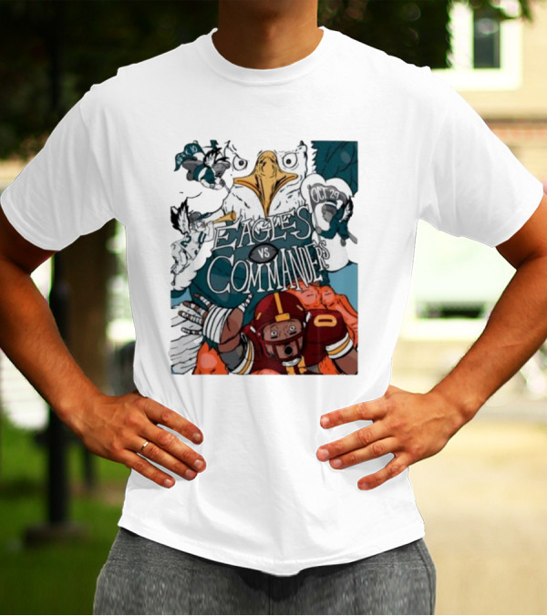 Eagles Vs Commanders Cartoon October 29 Football Showdown T-Shirt