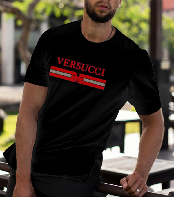 VERSUCCI Red Insect Stripe T-Shirt