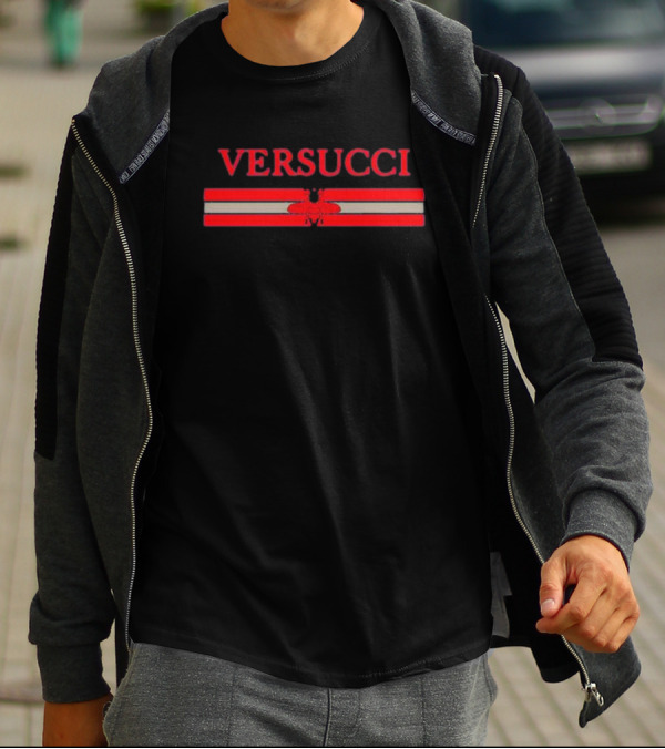 VERSUCCI Red Insect Stripe T-Shirt