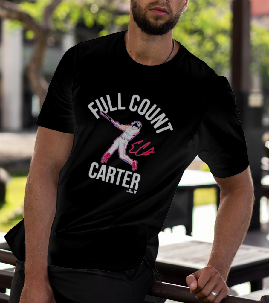 Full Count Carter Breakingt Evan Carter Baseball Player Signature T-Shirt