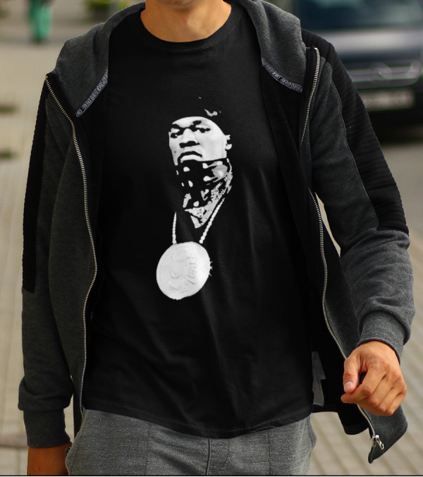 Drake Ibashar Bandana Portrait With Large Medal Necklace T-Shirt