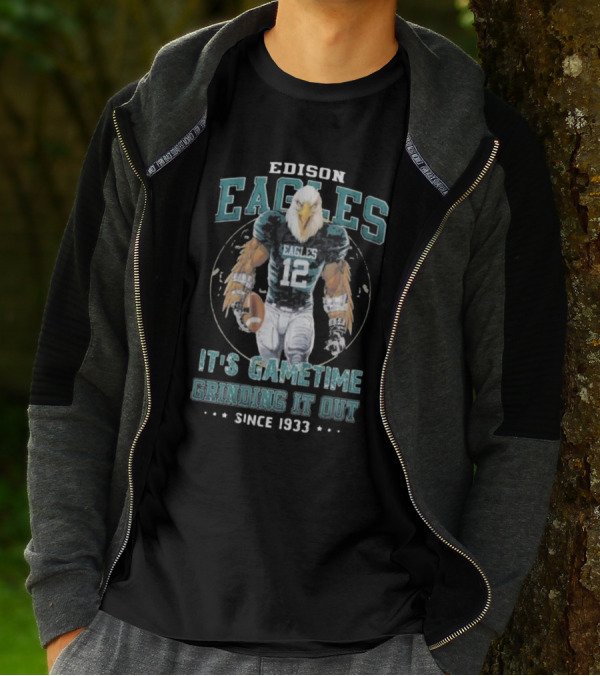 Edison Eagles It's Gametime Grinding It Out Since 1933 Football Eagle 12 T-Shirt