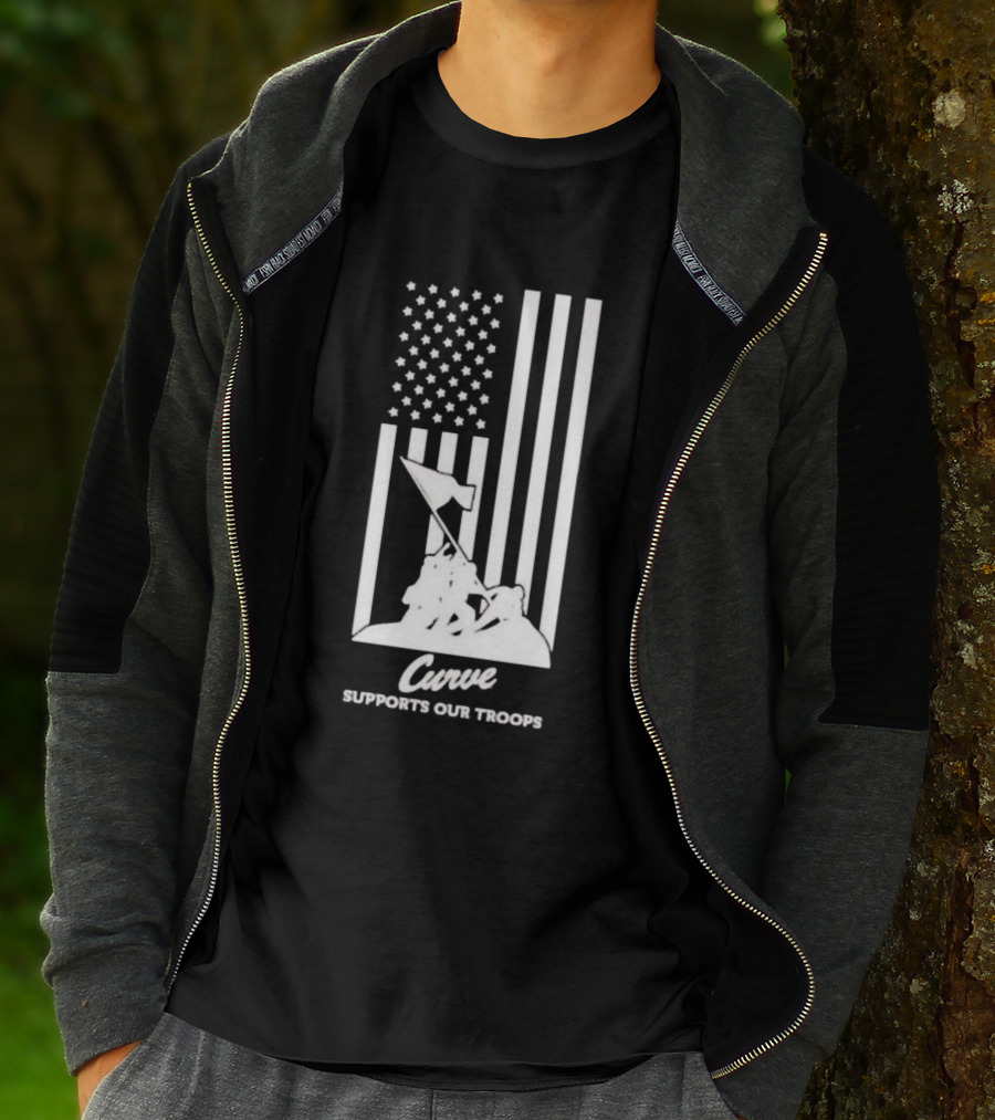 Curve Supports Our Troops Flag Raising T-Shirt