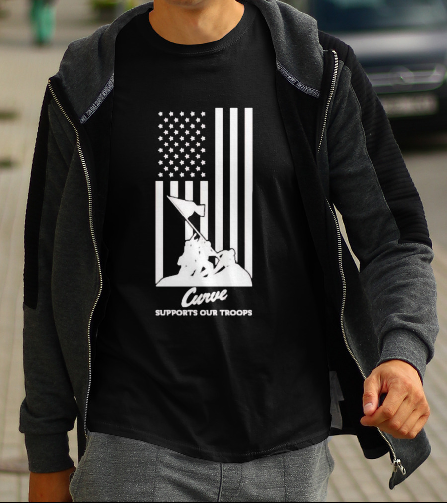 Curve Supports Our Troops Flag Raising T-Shirt