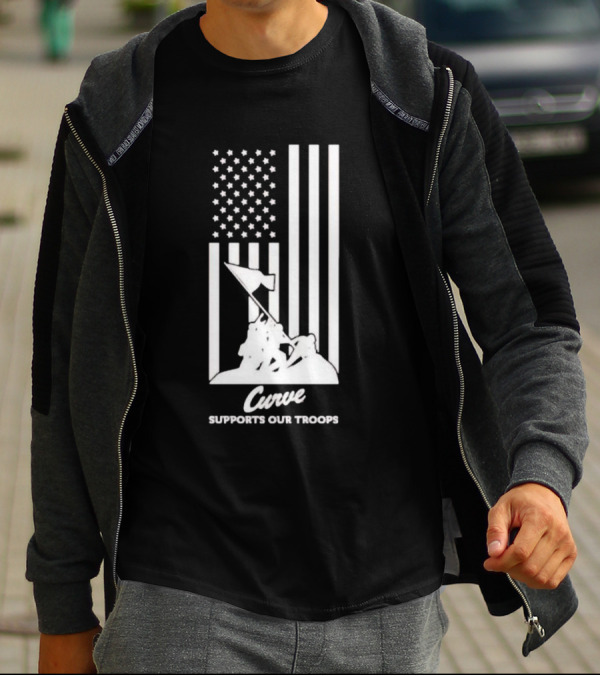 Curve Supports Our Troops Flag Raising T-Shirt