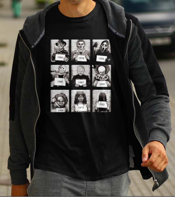 Halloween Horror Legends Killer Shots Freddy Jason Michael Pinhead Pennywise Chucky Samara Ghostface Creepy Fan T-Shirt