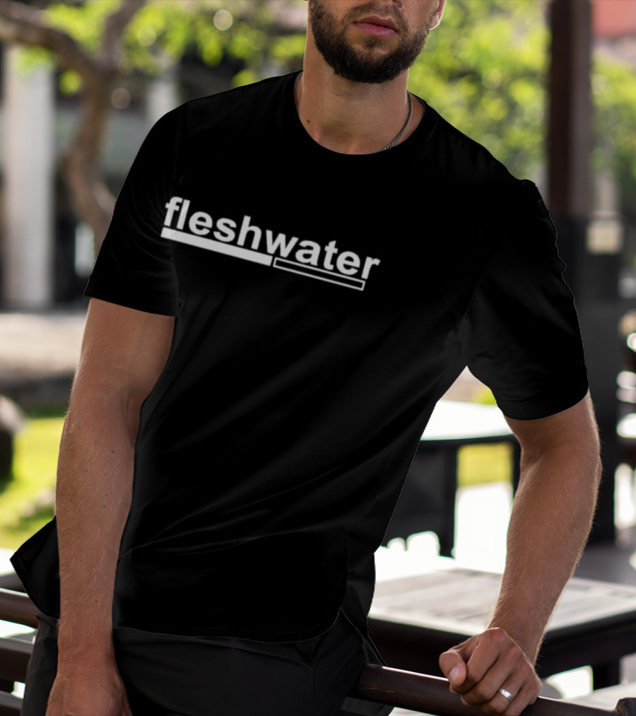 Fleshwater Logo Minimalist Black And White Block T-Shirt