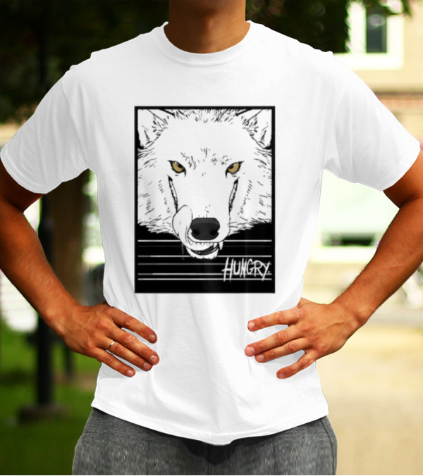 Sloshdog Hungry Wolf Face Yellow Eyes T-Shirt