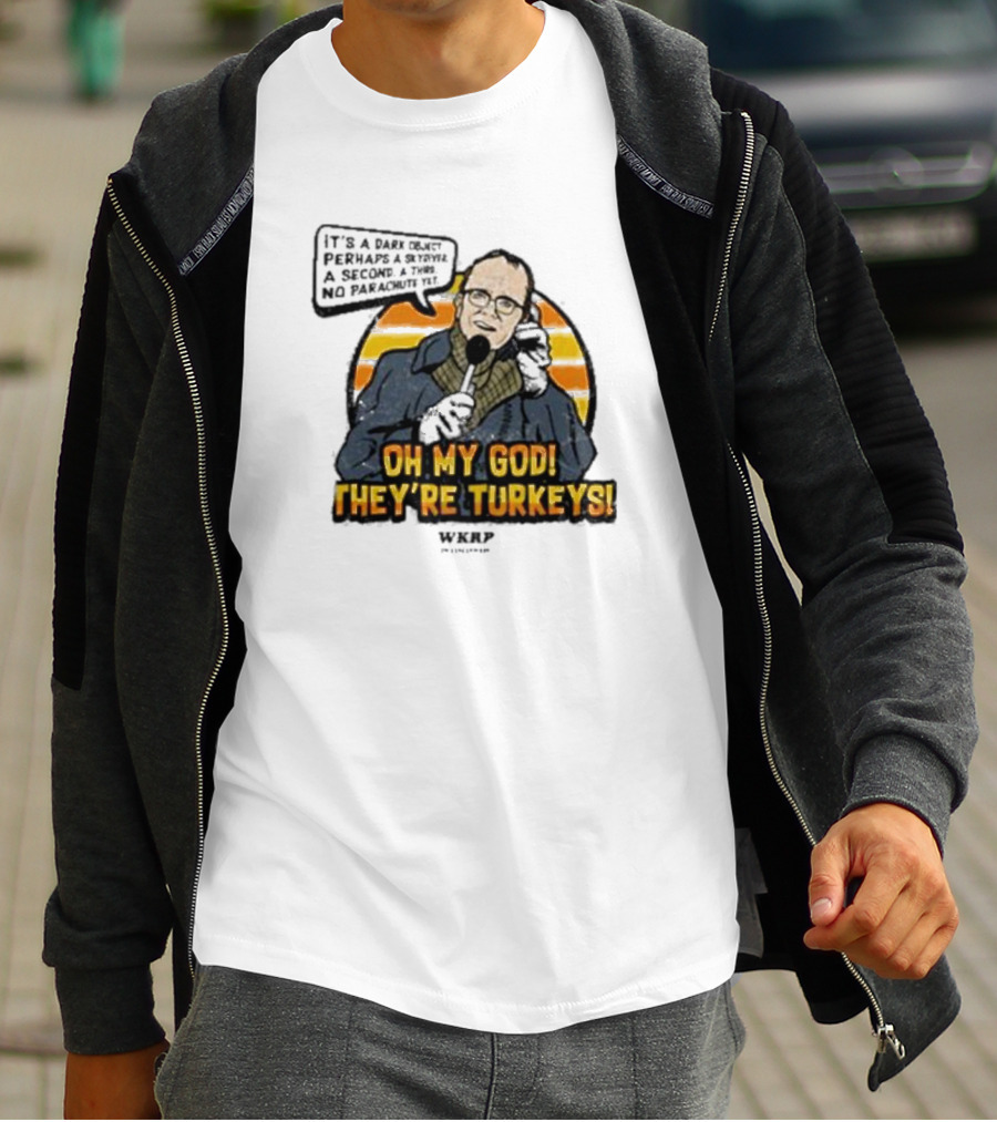 WKRP Oh My God They’re Turkeys Dark Object Parachute T-Shirt