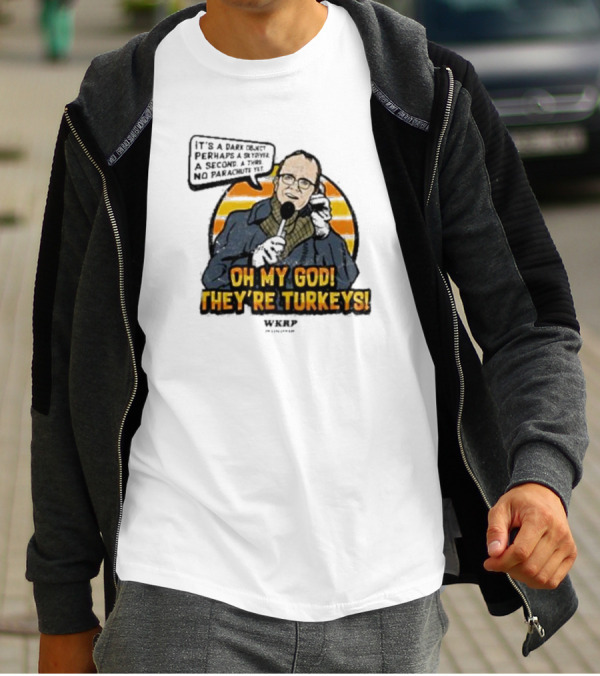 WKRP Oh My God They’re Turkeys Dark Object Parachute T-Shirt