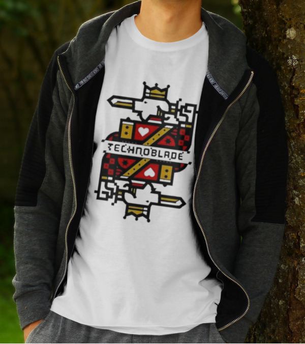 Technoblade Crowned Warrior Card Heart Sword T-Shirt