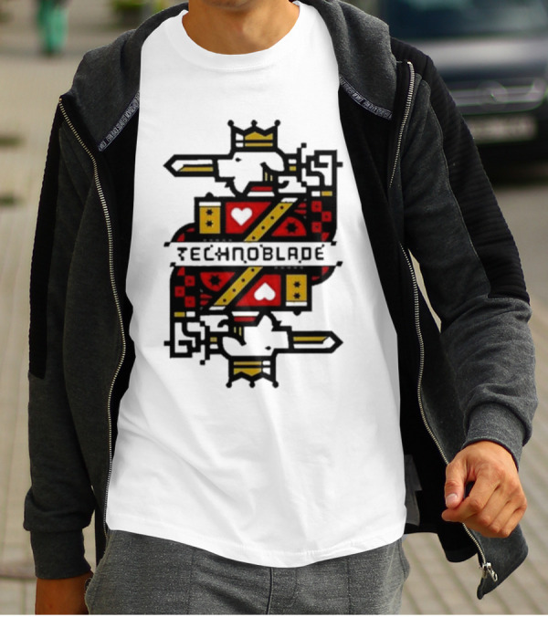 Technoblade Crowned Warrior Card Heart Sword T-Shirt