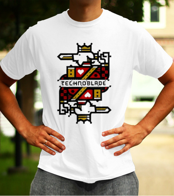 Technoblade Crowned Warrior Card Heart Sword T-Shirt