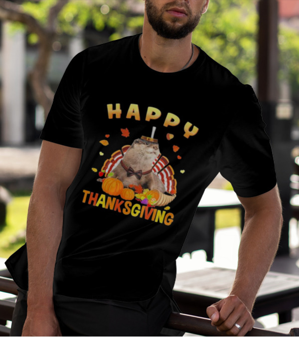 Happy Thanksgiving Otter Turkey Pilgrim T-Shirt