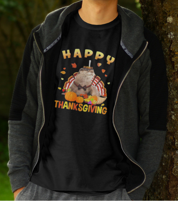 Happy Thanksgiving Otter Turkey Pilgrim T-Shirt