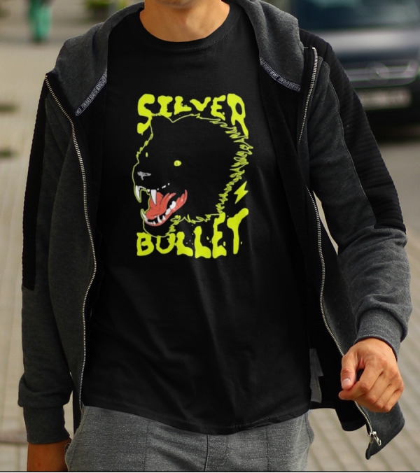 Silver Bullet Werewolf Face Neon T-Shirt