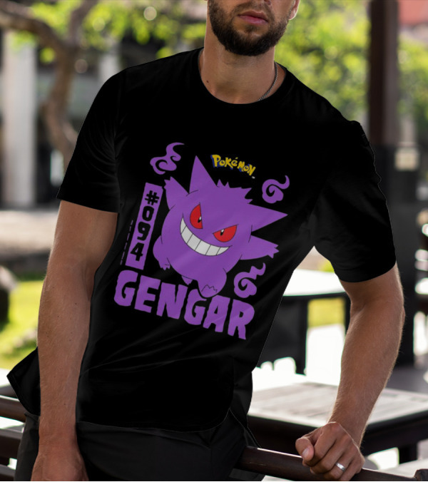 Pokémon #094 Gengar With Iconic Design And Purple T-Shirt