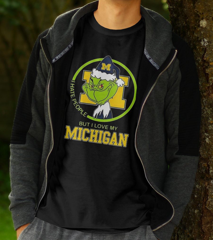 I Hate People Grnch But I Love My Michigan M Hat T-Shirt