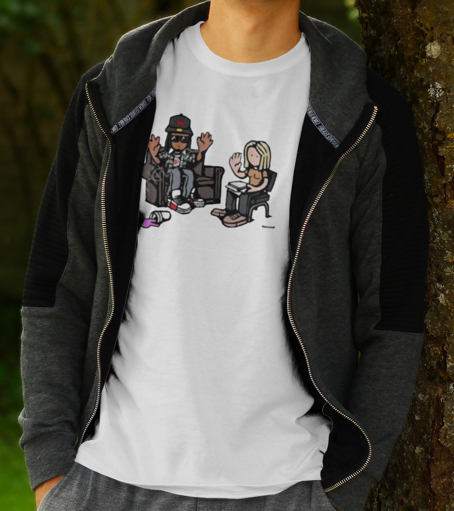 Cartoon Lil Wayne Interview Scene With Spilled Cup T-Shirt