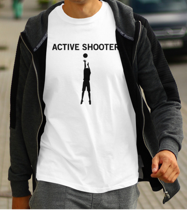 Active Shooter Basketball Silhouette With Player Reaching For Ball T-Shirt