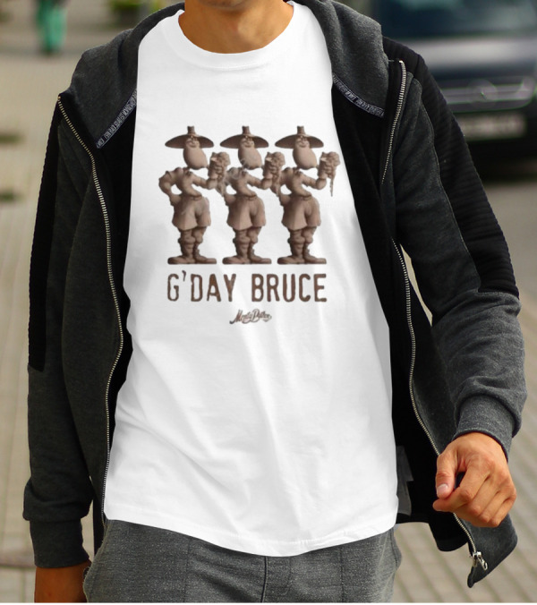 Monty Python G’day Bruce Three Figures Holding Mugs T-Shirt