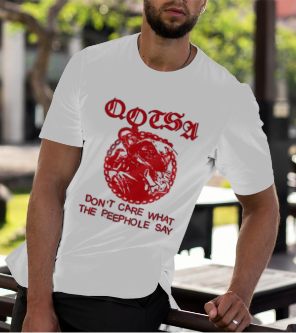 QOTSA Don't Care What The Peephole Say Red Skull T-Shirt