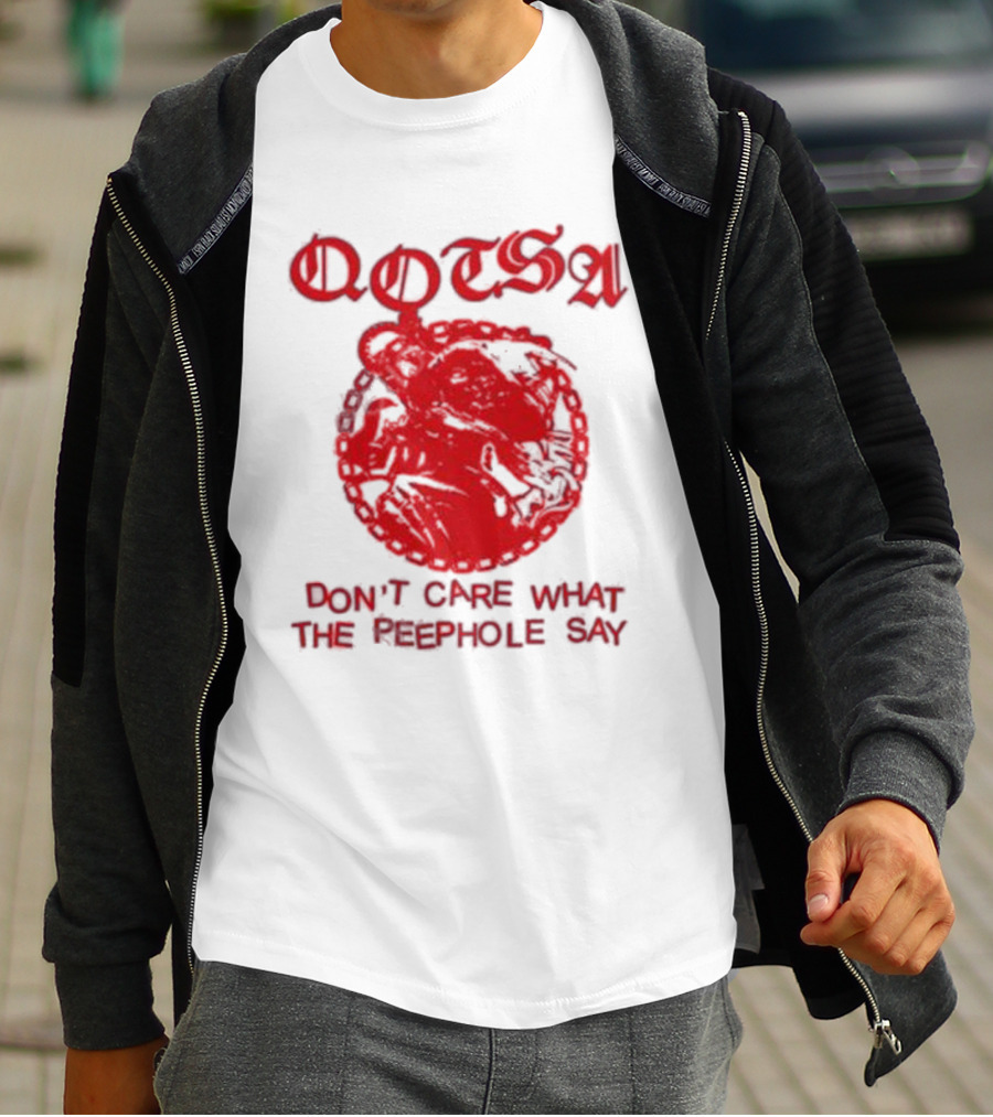 QOTSA Don't Care What The Peephole Say Red Skull T-Shirt