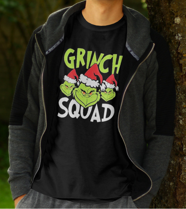Grinch Squad Christmas Santa Hat Trio T-Shirt
