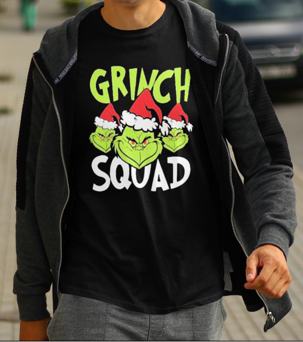 Grinch Squad Christmas Santa Hat Trio T-Shirt