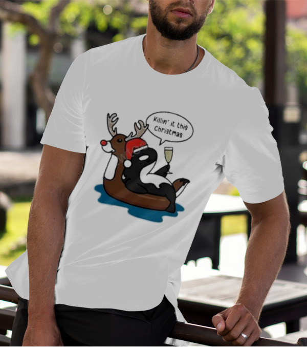Killin' It This Christmas Dolphin Orca Reindeer T-Shirt
