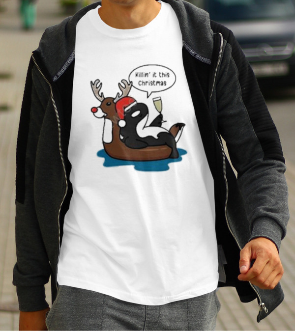 Killin' It This Christmas Dolphin Orca Reindeer T-Shirt