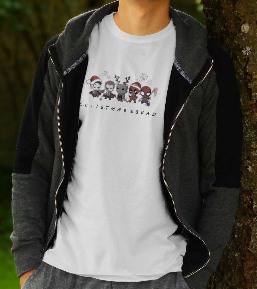 Chibi Santa Avengers Christmas Squad Christmas Groot Reindeer Deadpool Spiderman Holiday Characters T-Shirt