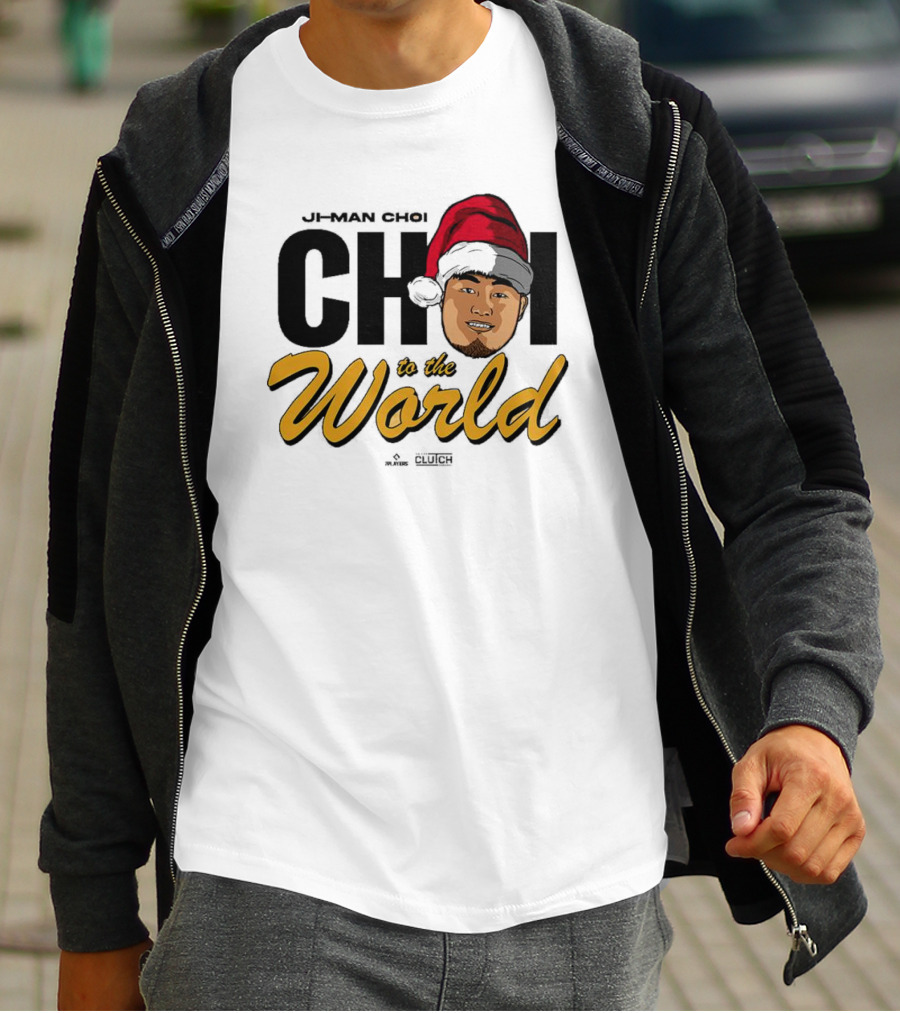 Ji-Man Choi Choi To The World Christmas Clutch Baseball Santa Hat T-Shirt