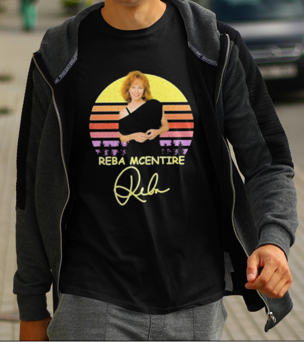 Reba McEntire Vintage Smile Signature Retro Sunset Image T-Shirt