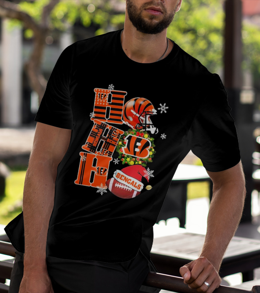 Cincinnati Bengals Ho Ho Ho Christmas Football Team T-Shirt