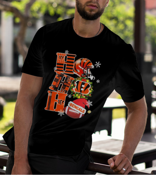 Cincinnati Bengals Ho Ho Ho Christmas Football Team T-Shirt