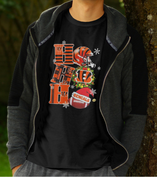 Cincinnati Bengals Ho Ho Ho Christmas Football Team T-Shirt