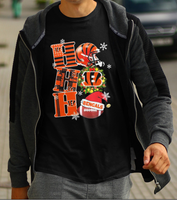 Cincinnati Bengals Ho Ho Ho Christmas Football Team T-Shirt