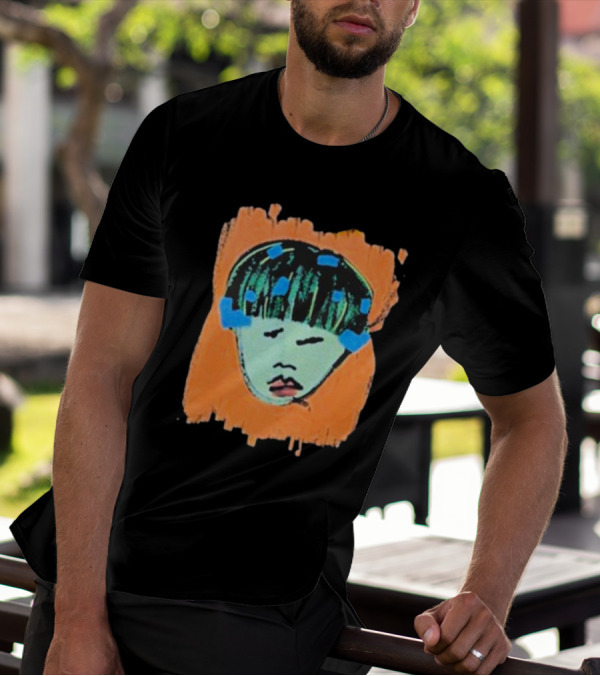 Ryan Harper Gray Iconic Abstract Portrait On Vibrant Orange Background T-Shirt