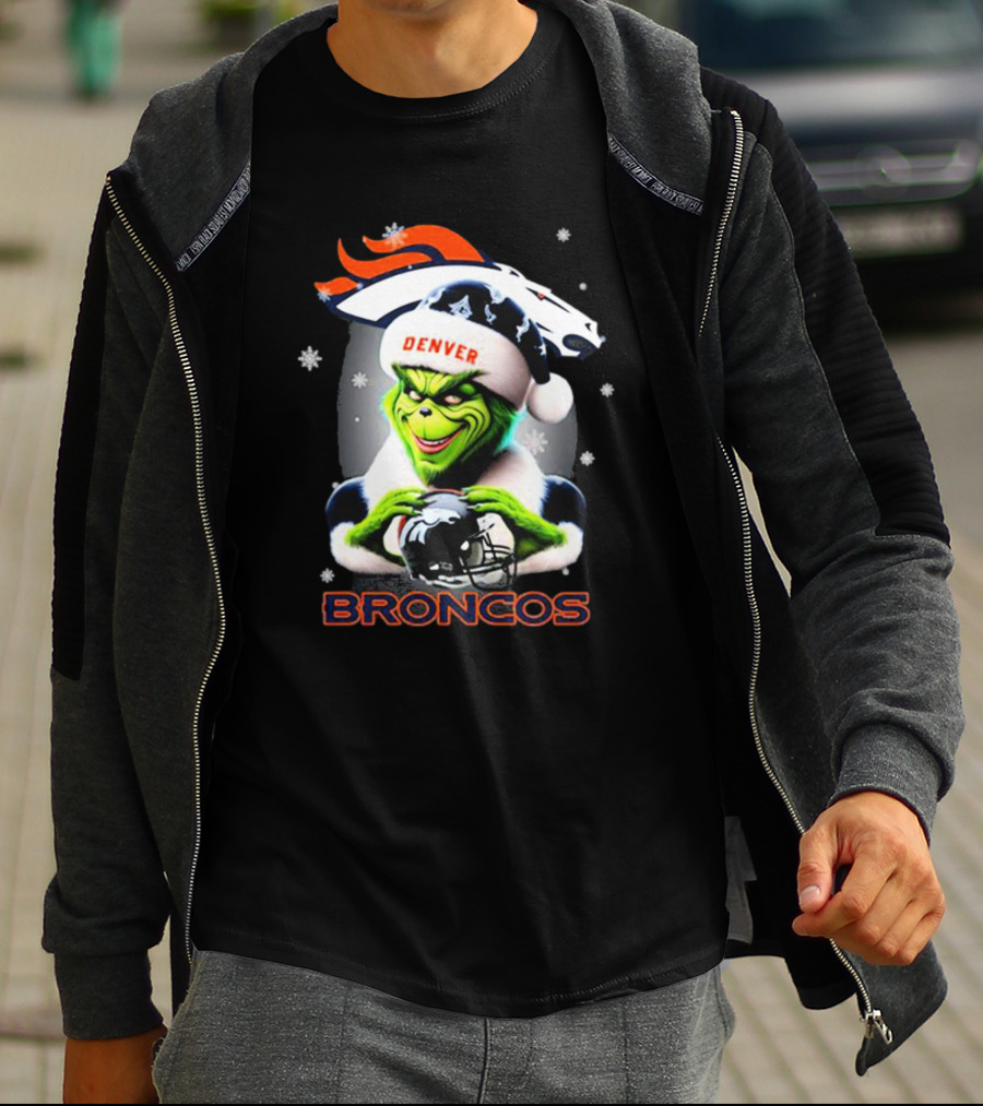 Santa Grinch Merry Christmas Denver Broncos Love T-Shirt