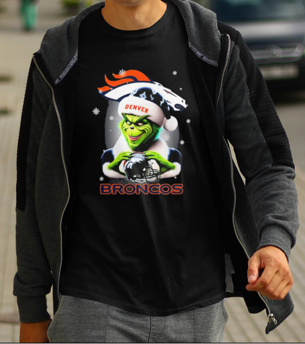 Santa Grinch Merry Christmas Denver Broncos Love T-Shirt