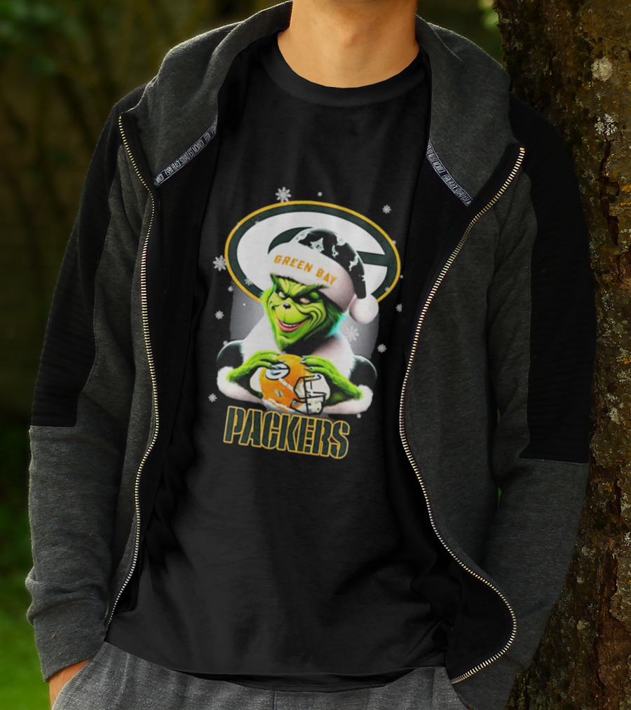 Santa Grinch Green Bay Packers Merry Christmas T-Shirt