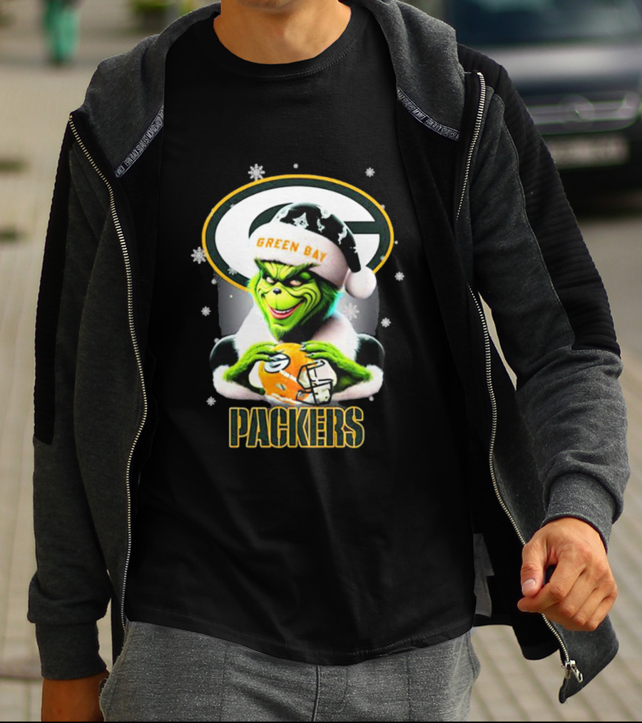 Santa Grinch Green Bay Packers Merry Christmas T-Shirt
