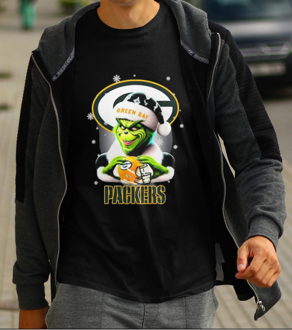 Santa Grinch Green Bay Packers Merry Christmas T-Shirt