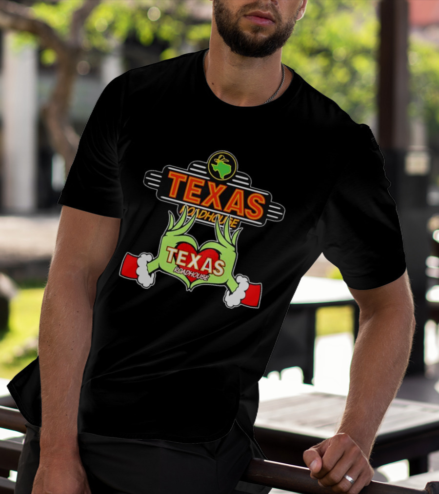 Texas Roadhouse Grinch Hand Love Christmas T-Shirt