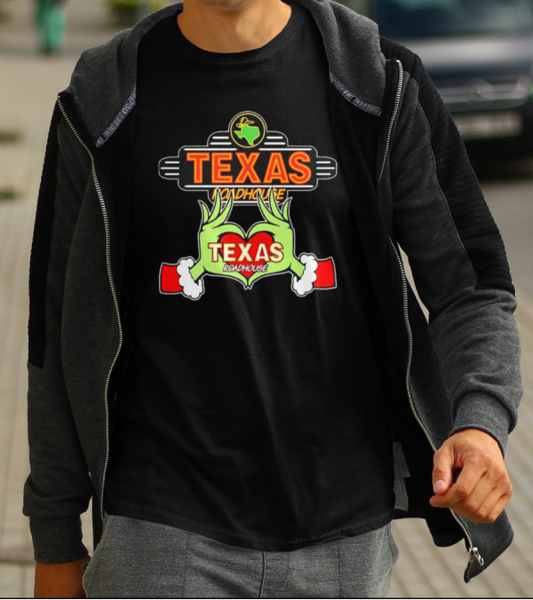Texas Roadhouse Grinch Hand Love Christmas T-Shirt