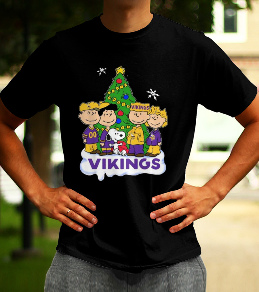 Peanuts Characters Vikings Christmas Tree Minnesota Vikings Holiday T-Shirt