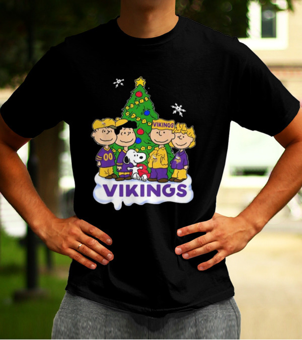 Peanuts Characters Vikings Christmas Tree Minnesota Vikings Holiday T-Shirt